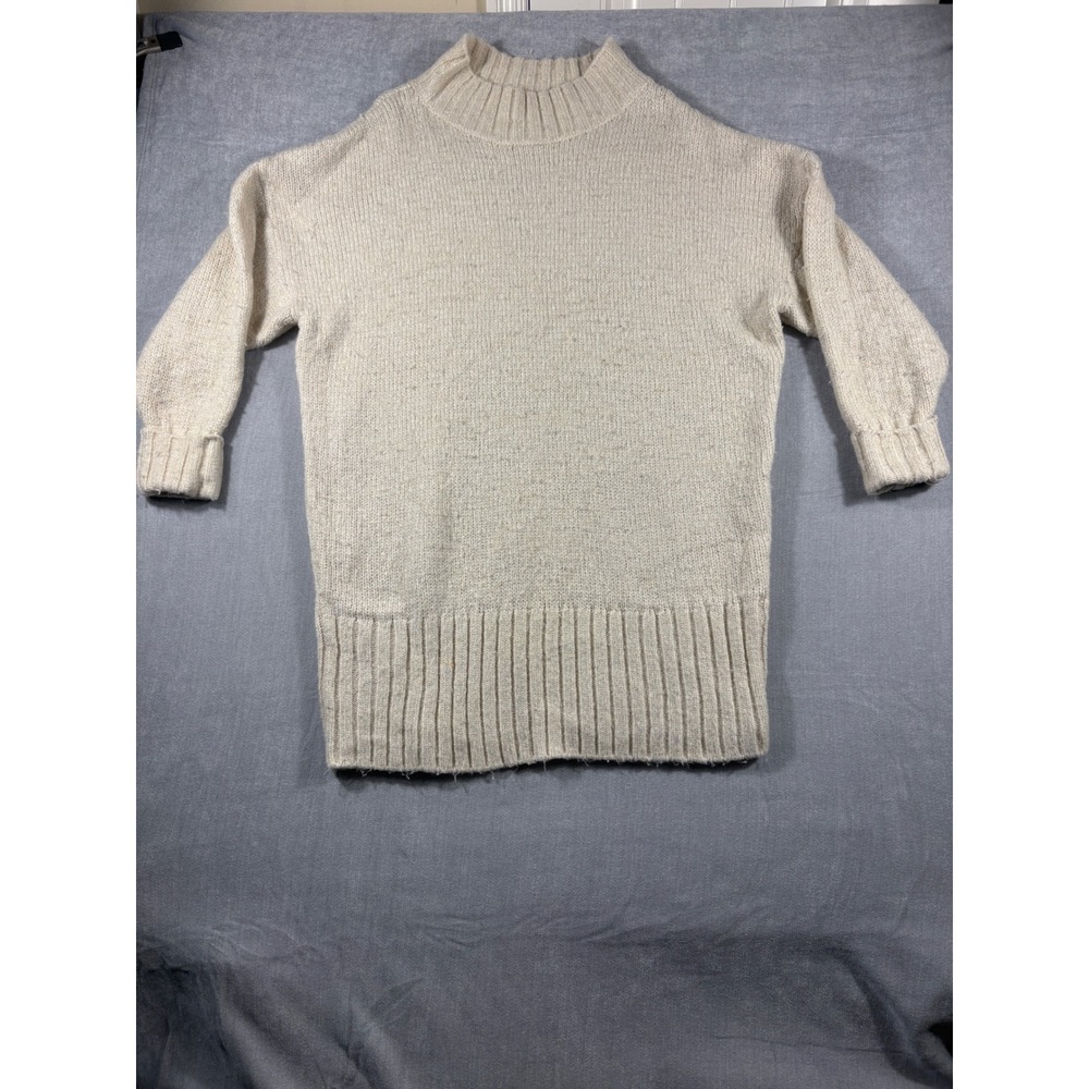 Express Womens XL Oatmeal Beige Metallic Sparkle Mock Neck Tunic Sweater Ribbed